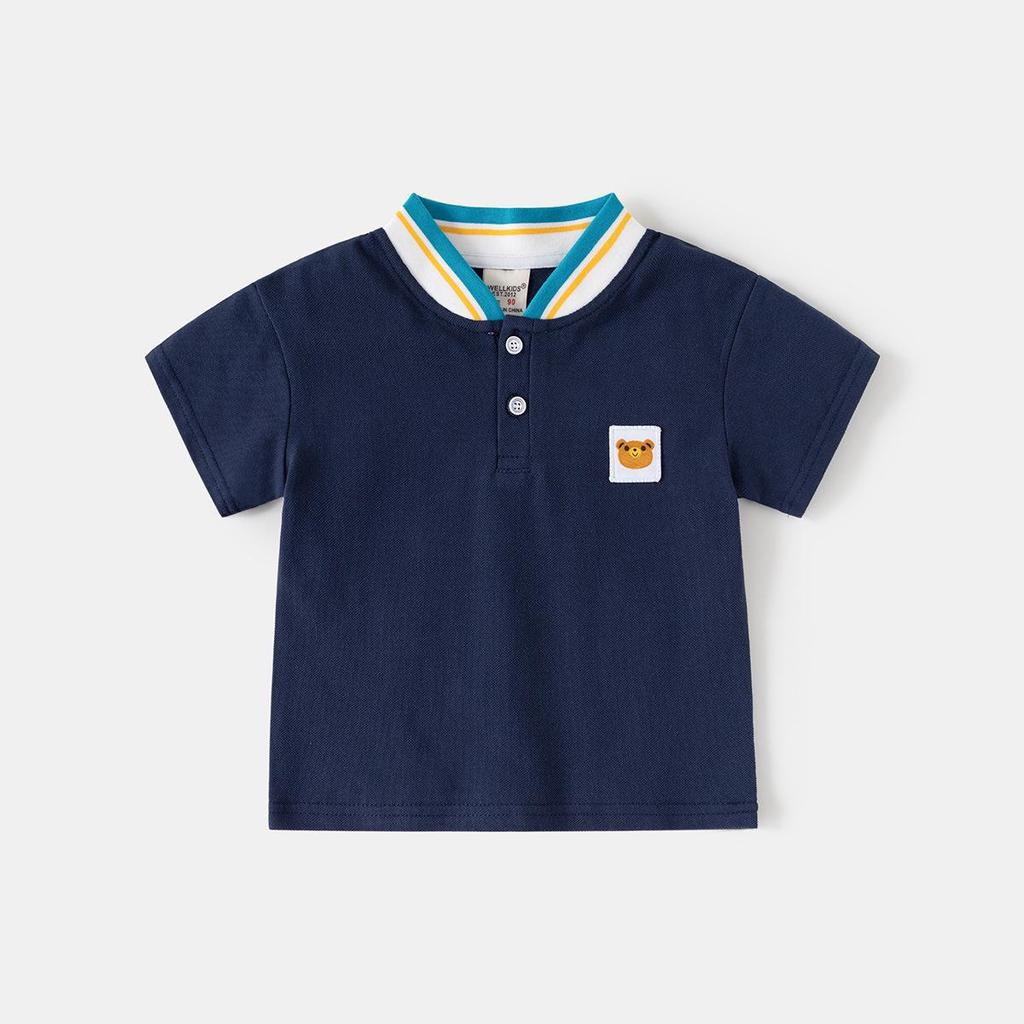 Cartoon Cotton Short Sleeve Polo Shirt for Toddler Boys - Summer Stand Collar T-Shirt