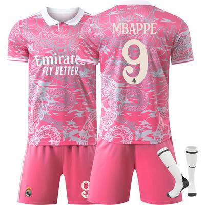 25-26 Real Madrid Drachenmuster rosa Fußballtrikot für Kinder und Erwachsene MBAPPÉ #9
