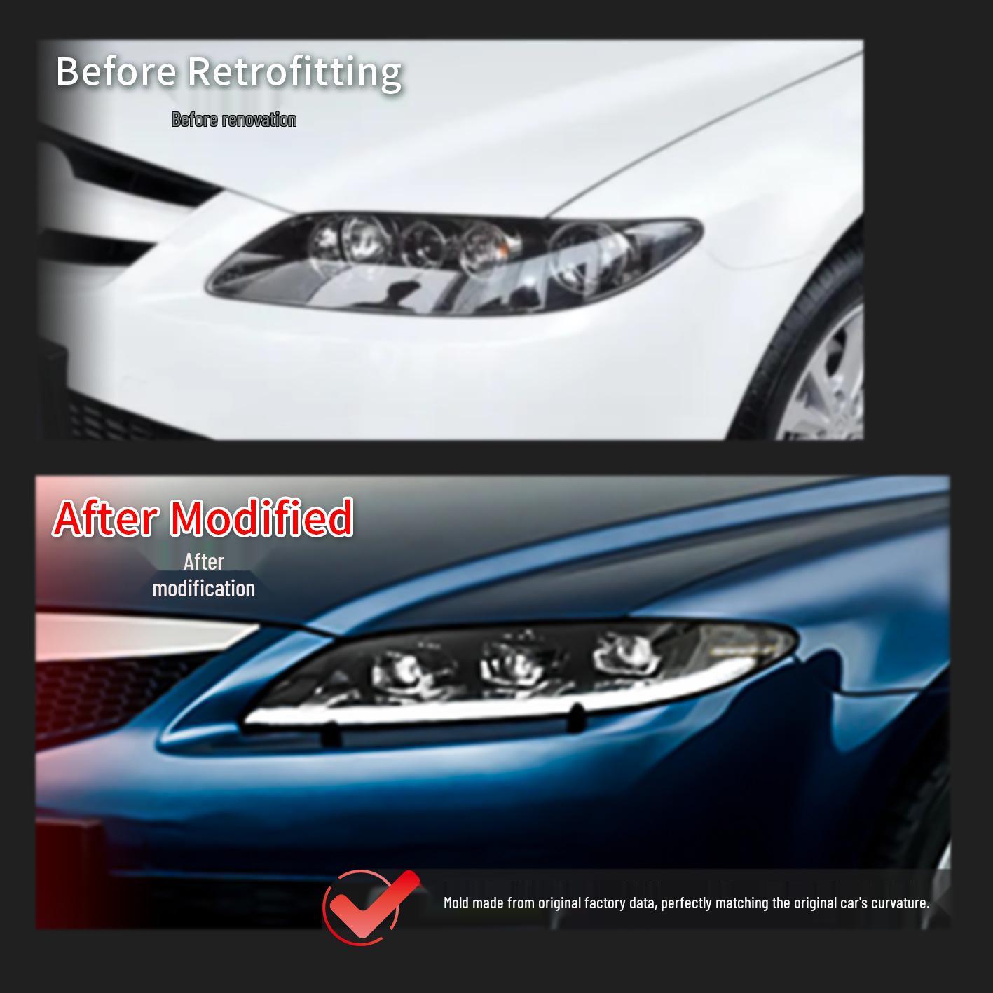 Светодиодная сборка фар для Mazda 6 03-15: Дневные ходовые огни Бегущая лошадь с динамическими указателями поворота PC