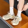 European products popular red dad shoes women 2025 new mesh breathable jogging shoes thick-soled heightening casual sports shoes