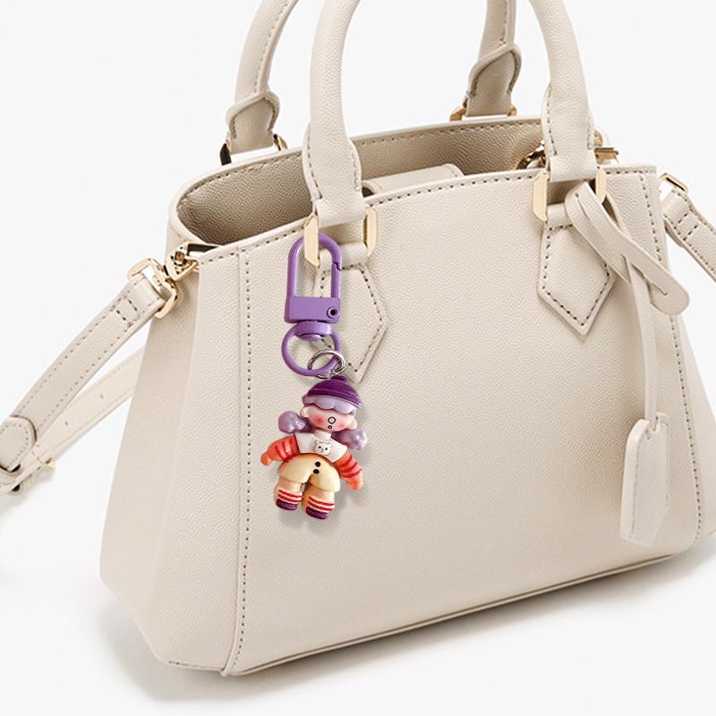1PC Cartoon Girl Design Keyrings Mobile Phone Pendants Candy Colors Keychains Resin Pendant Bag Charms Gift Multicolor