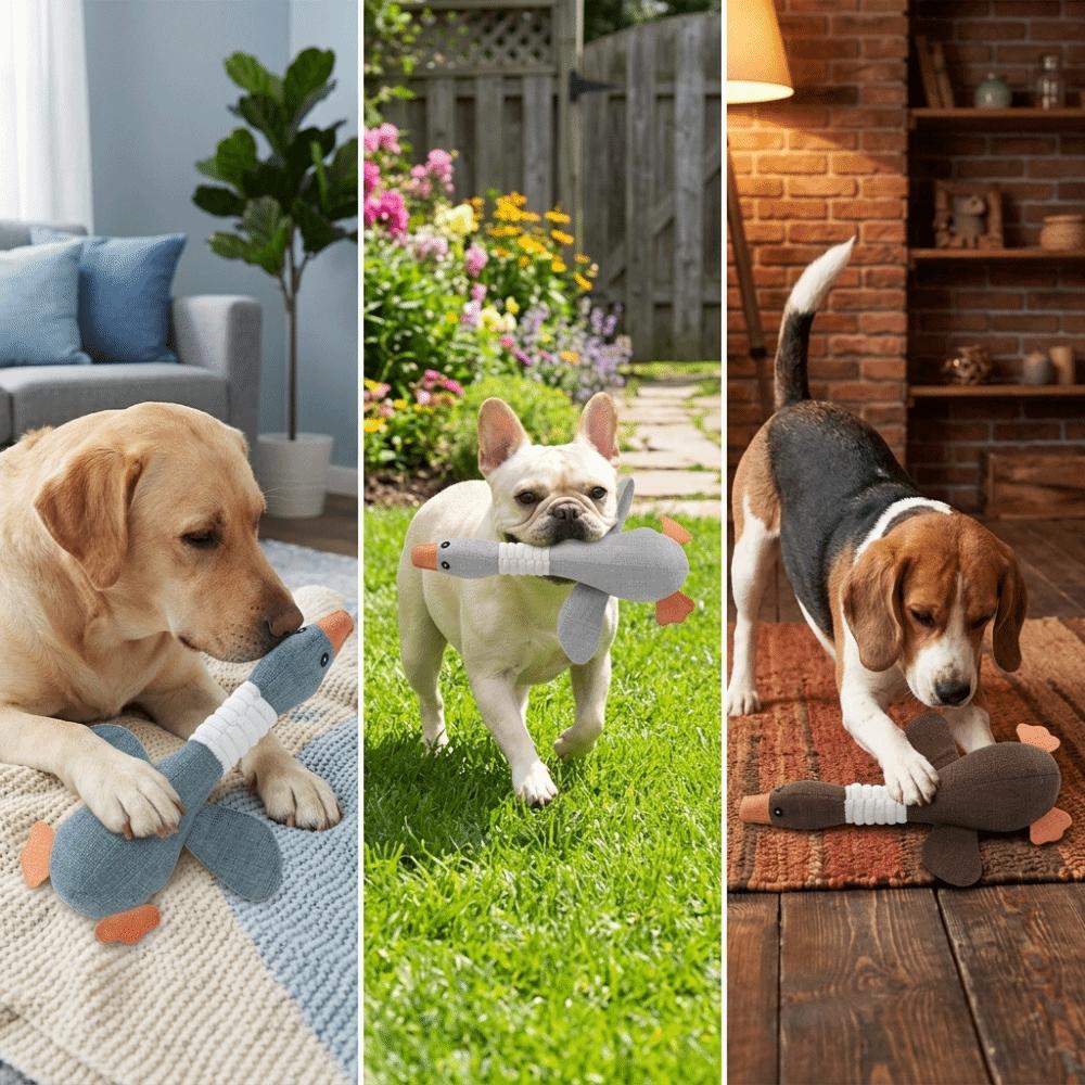 Gänseförmiges Gänse-Haustierspielzeug Plüschoberfläche Hunde-Kauspielzeug Katzen-Mahlzahnspielzeug Zahnreinigung