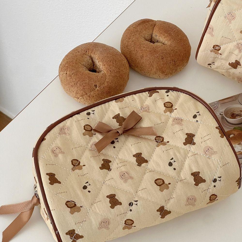 Portable Women's Cosmetic Bag Bear Pattern Travel Toiletry Bag Make Up Storage Bag  Household
