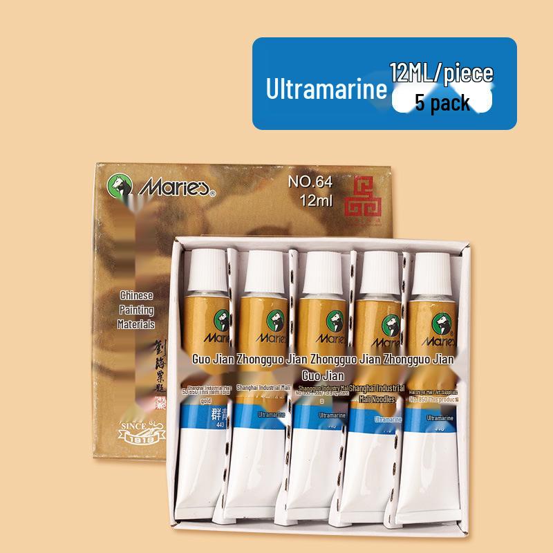 Mali 12-Color Chinese Painting Pigment Set for Beginners - 5-Piece Ink Wash Tool Pack