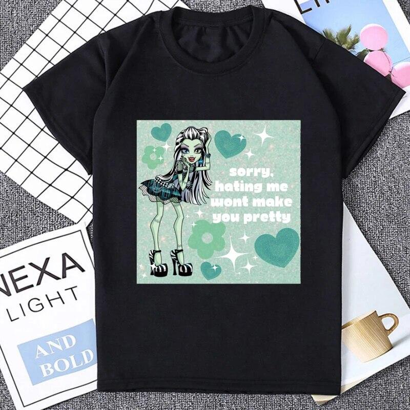 Draculaura Clawdeen Wolf Clawdeen Wolf Koszulka graficzna Zabawna Wyjątkowa Koszulka damska Monster High Casual Fashion Luźne koszulki