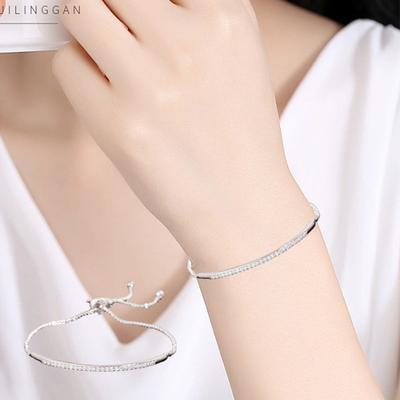 Pulseira feminina ajustável brilhante empilhável strass charme pulseira para mulheres falso cristal jóias presente