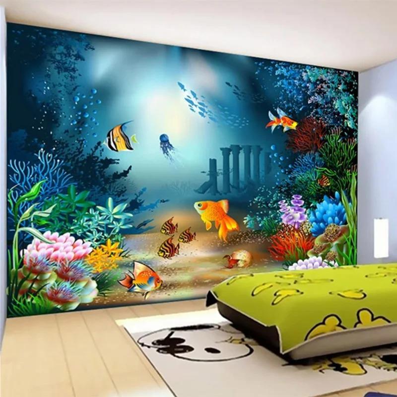3d Cartoon Wallpaper Underwater World Photo Wall Painting Children's Bedroom Cartoon Mural Decor Wall Paper For Walls 3d