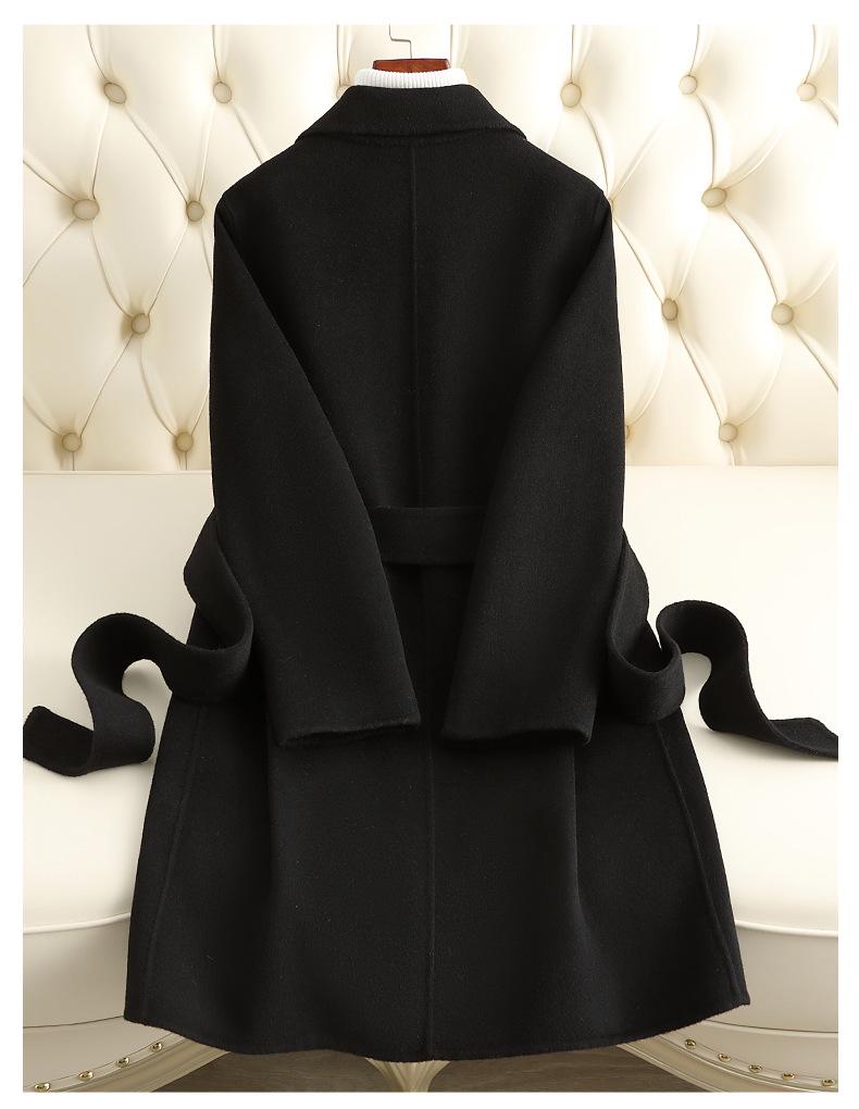 2024 Autumn/Winter Double-Faced Cashmere Women's Mid-Length Slim Wool Coat for Petites