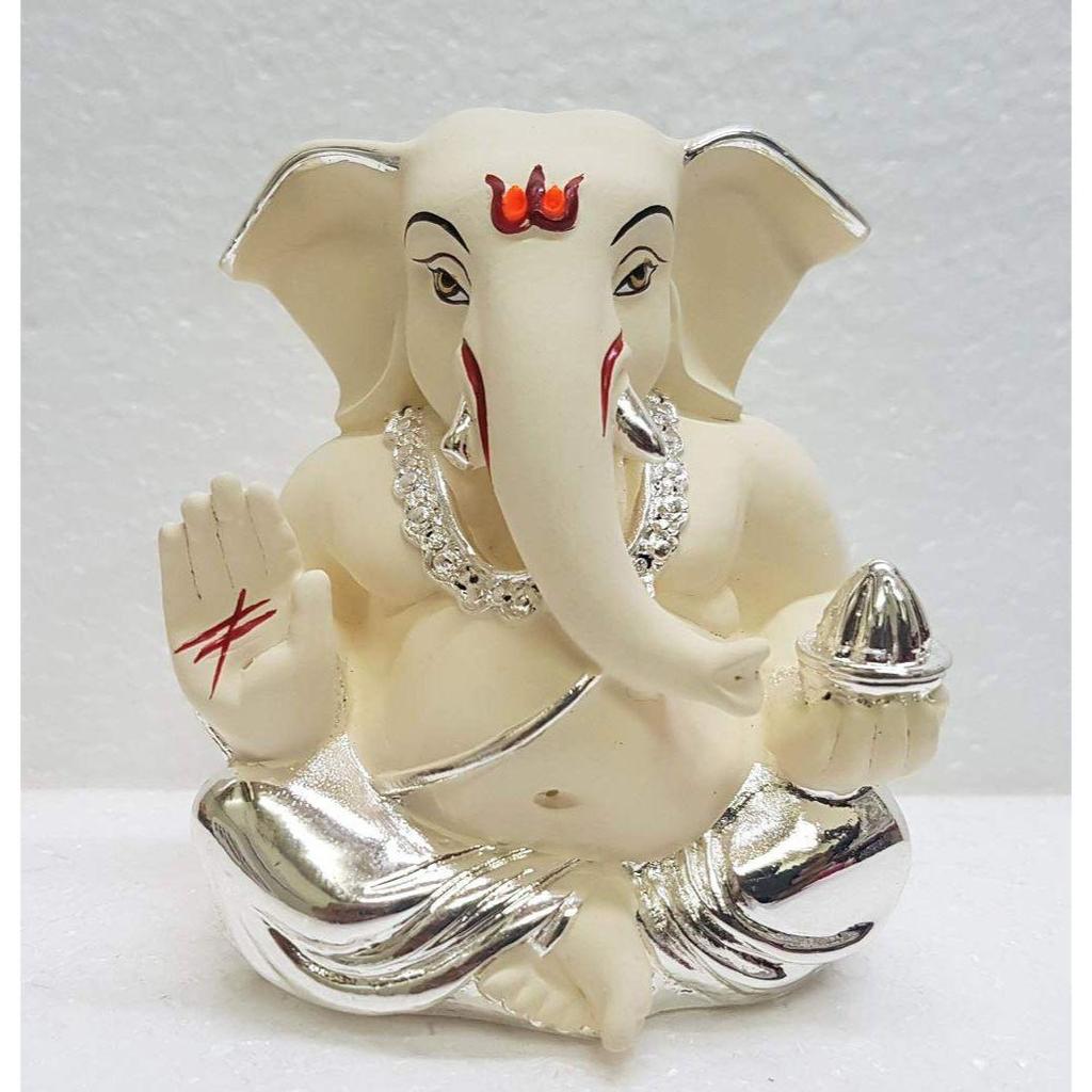 Ceramic Ganesh Idol for Car Dashboard Ganesha Murti Ganpati Idol for Home Decor Puja Lord Ganesh Statue Gift