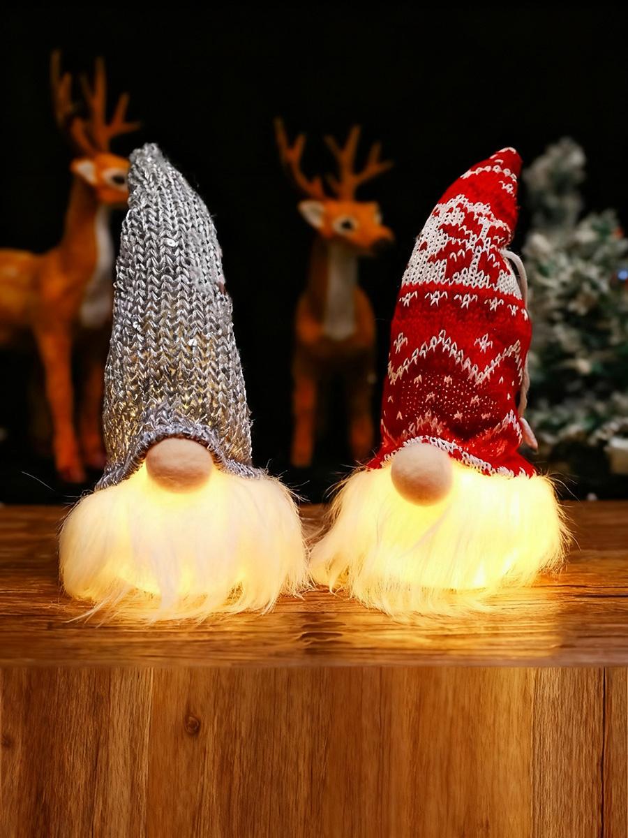 

2pc Christmas Forest Man Glowing Pendant, Christmas Fabric Faceless Doll Pendant One Size