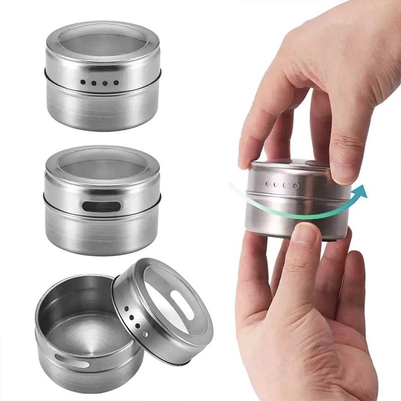 Stainless Steel Magnetic Seasoning Box Kitchen Seasoning Jar Household Wall Mounted Seasoning Bottle Seasoning Storage Jar