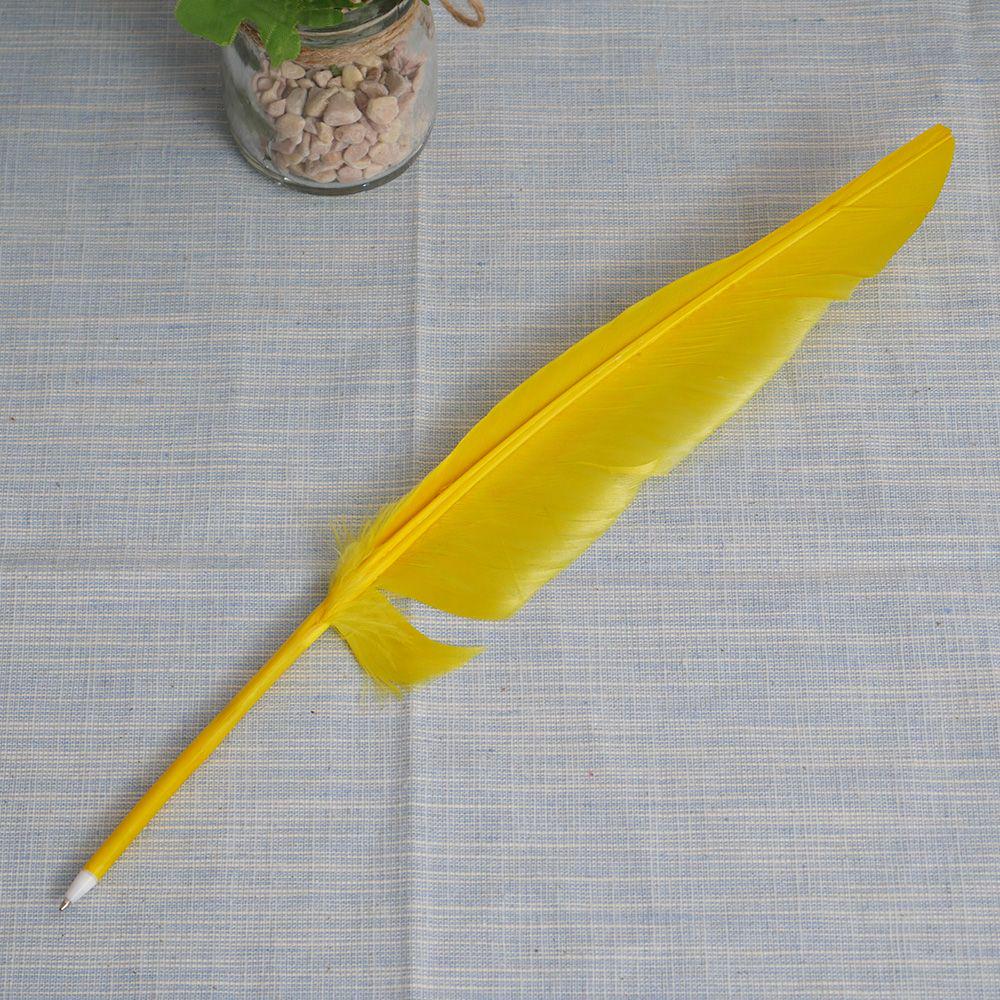 

0.5mm 12colors Retro Feather Ballpoint Pen European Style Writing Pen Plush Feather Pen Novelty Stationery School Office Supplie жёлтый