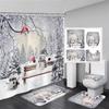 Funny Snowman Shower Curtain Set Xmas Ball Silver Pine Branches Gift Christmas Home Bathroom Decor Rug Bath Mat Toilet Lid Cover