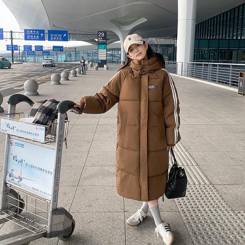Down Cotton Jacket Winter 2025 New Korean Loose Thickened Student Couple Hooded Midi Bread Jacket Padded Jacket