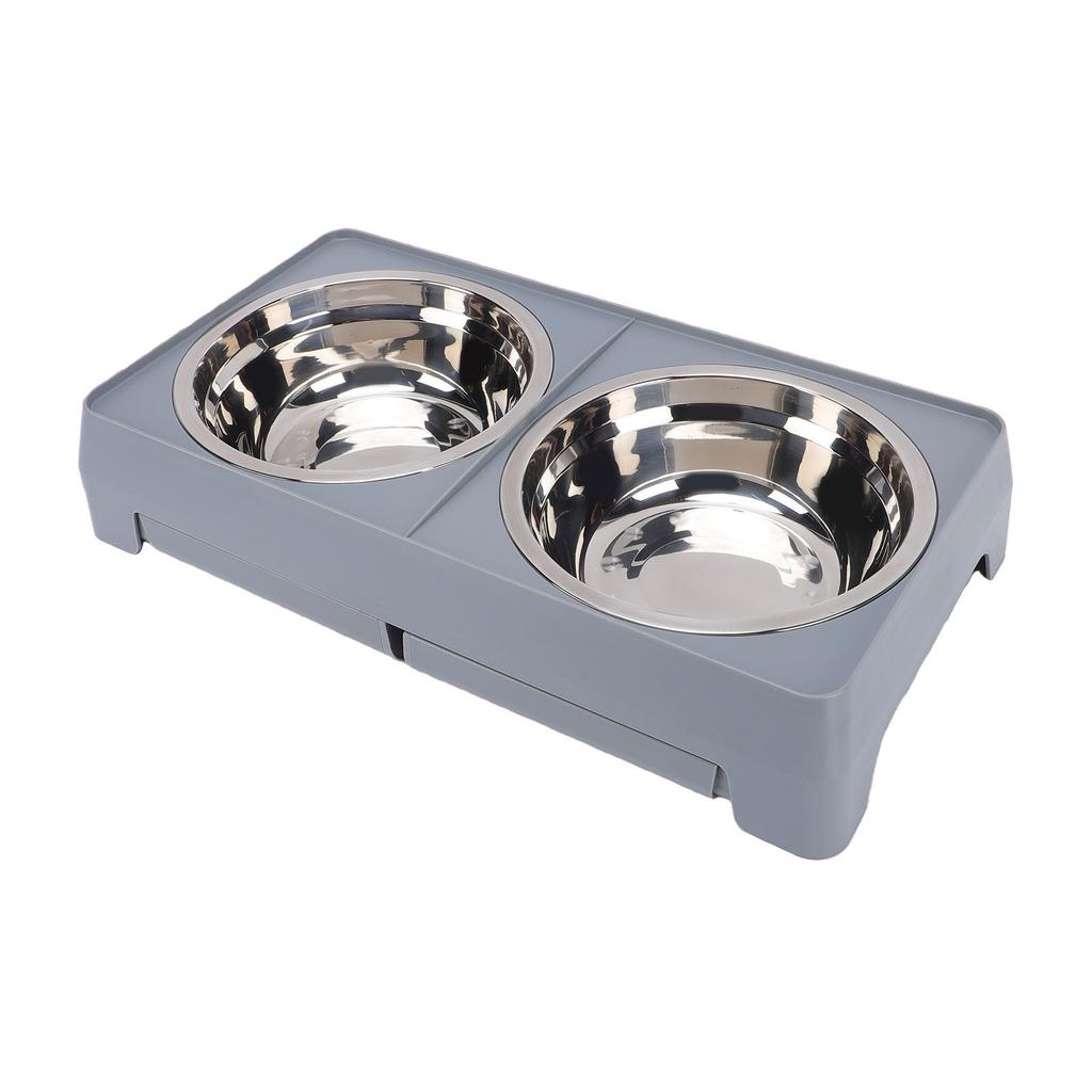 Elevated Dog Bowl Height Adjustable with 2 Stainless Steel Bowls Foldable Raised Pet Food Bowl for Dogs