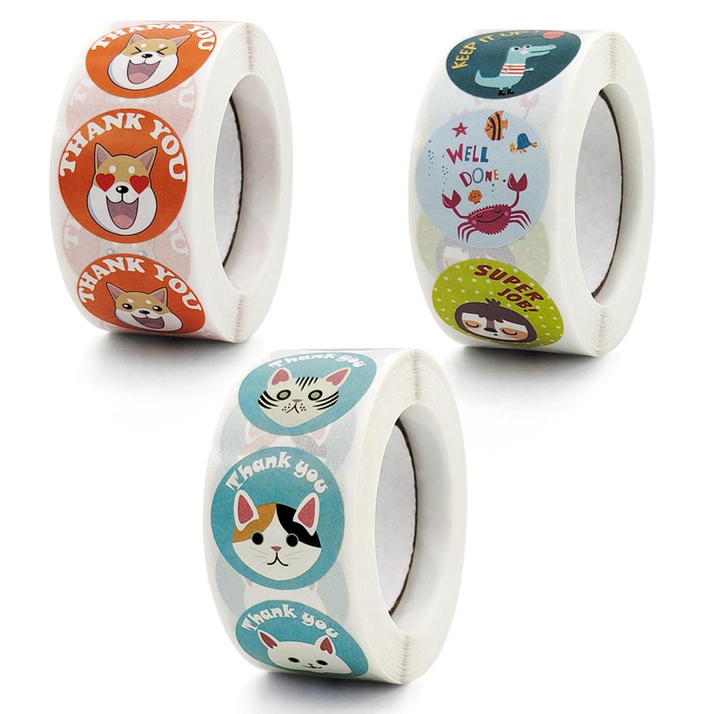 500 sztuk naklejki kwiatowe słodkie zwierzę dziękuję naklejki etykiety na pudełko wesele Scrapbooking koperty naklejki uszczelniające