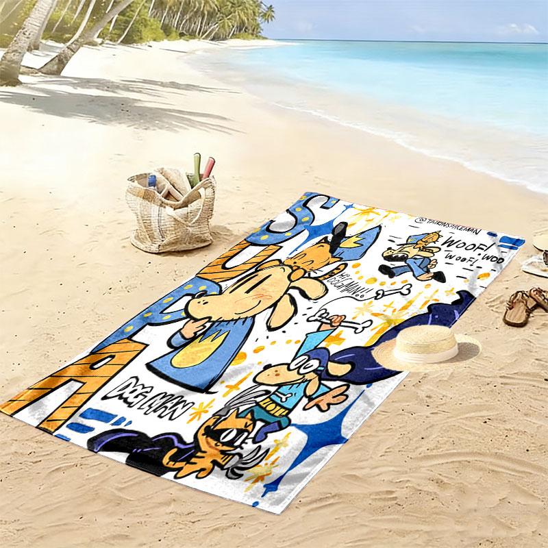 Dog Man Print Beach Towel, Large Soft Quick Dry Towel for Beach Camping Swimming