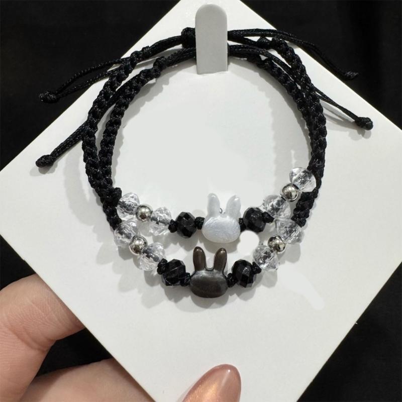 Braided Bracelet Rabbit Bracelet Charm Bracelet Handwoven Cord Bracelet Present for Youthful Trendsetters and Art Lovers