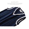 In-Stock British Style JK Uniform V-Neck Color Block Cable Knit Sweater Vest for Men & Women
