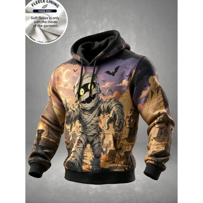 3D Print Halloween Fleece Hoodie Monster Pumpkin Kid Haunted House Full Print Pullover Long Sleeve Kangaroo Pocket Sweatshirt
