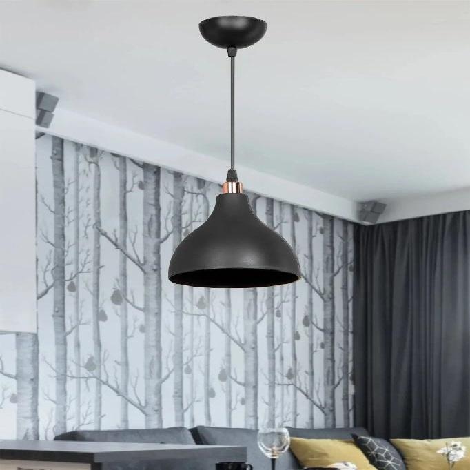 

Люстра из твердой слюды с одним потолочным подвесным светильником, черная