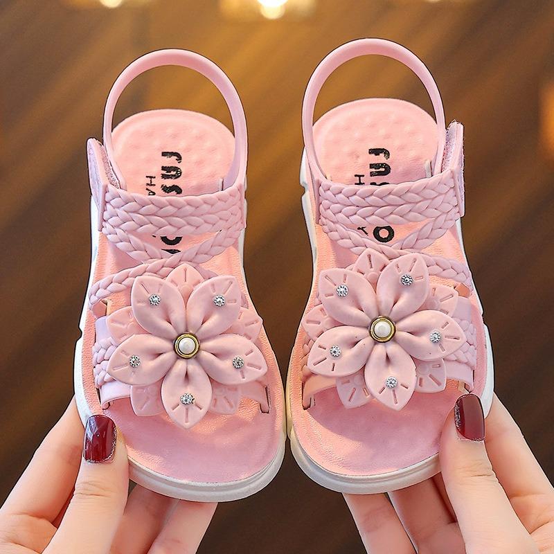 Stylish open-toe princess sandals for girls, anti-slip & soft sole, all sizes available 24 розовый