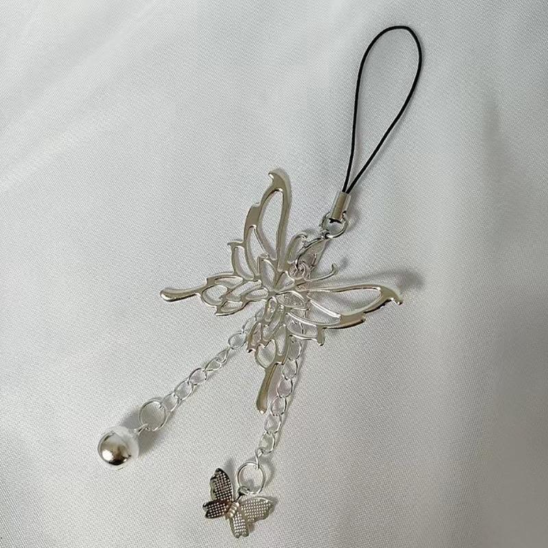 Fashionable Butterfly Bell Pendant Keychain Unique Anime Keychain with Butterfly Bell Charm for Cosplay Enthusiasts