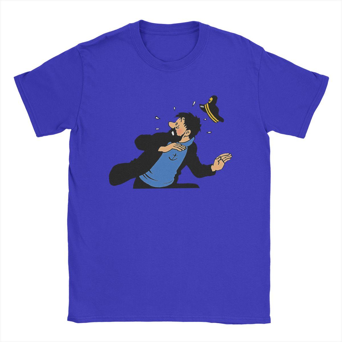 BenberFashion Kapitein Haddock T-shirt Heren Katoen Unieke T-shirts Ronde Hals Cartoon T-shirt Korte Mouw Tops Cadeau-idee 3XL