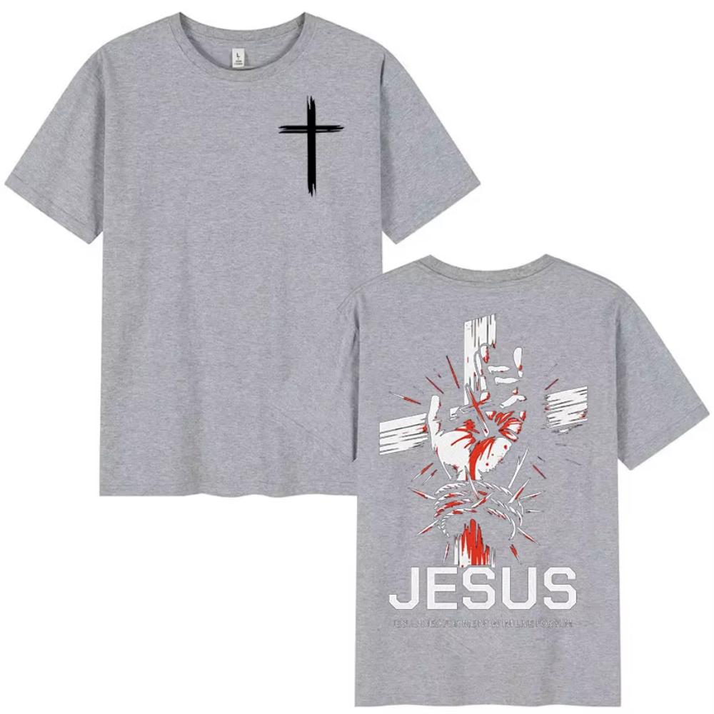 Christian Jesus Died for Me Now Im Live for Him Bible Verse Print T-shirts Men Women Retro Cotton Hort Sleeve T Shirt Streetwear