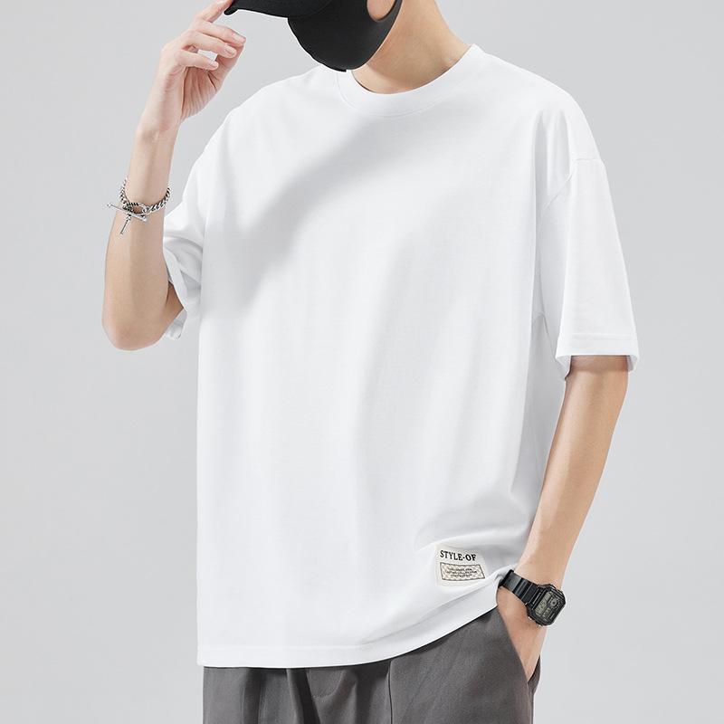Men Patch Detail Oversized Short Sleeve T Shirt Casual Loose Fit Summer Top