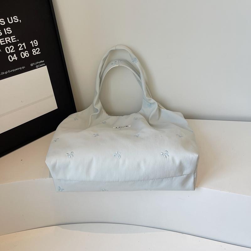 Women's Tote Bag Large Capacity Underarm Bag Bow Embroidery Shoulder Bag