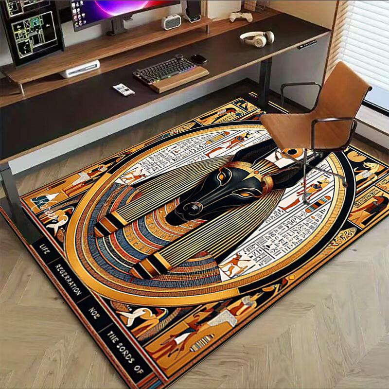 1PC Anubis Egyptian Anti-slip carpet, suitable for Office, bedroomand playrooms. It can also be used as a sofa footrest cover-R35
