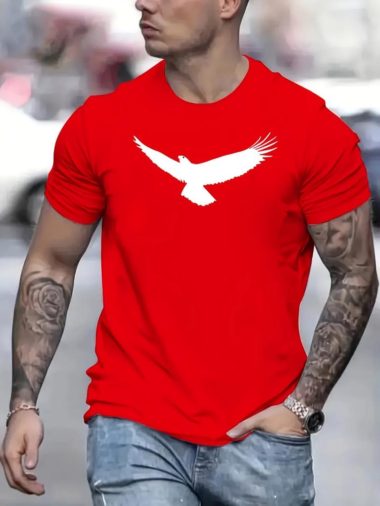 3D Printed Men's T-shirt Summer Loose Size Eagle Printed Round Neck Short Sleeve T-shirt Breathable Casual Fashion T-Shirt Top