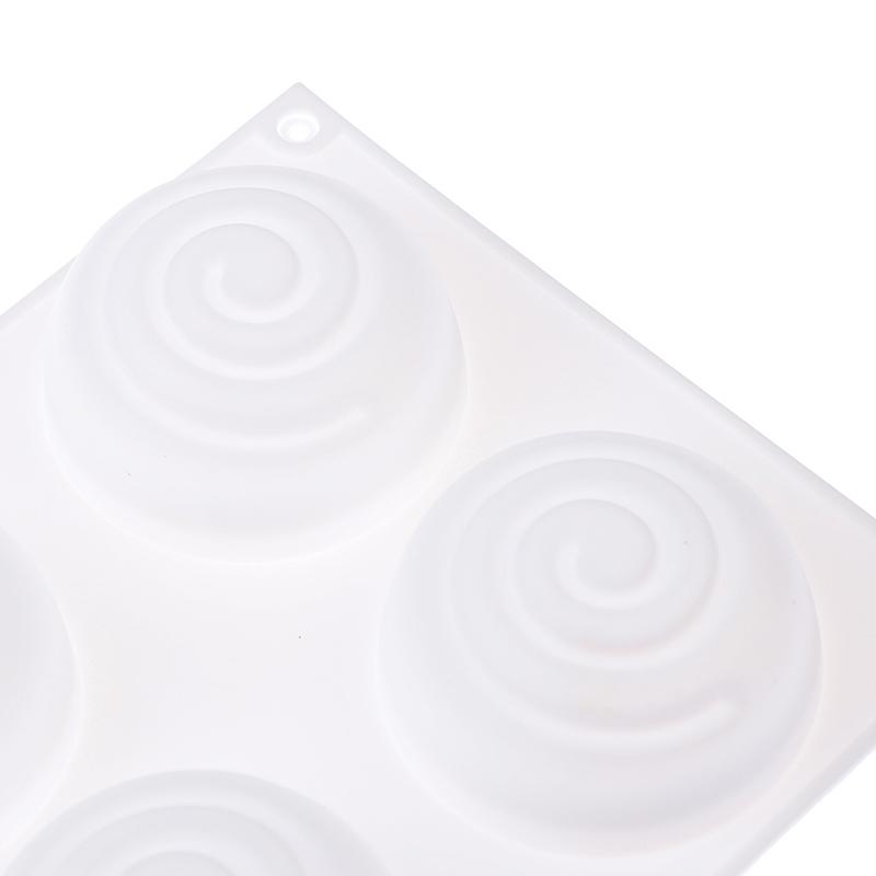 Soap Mould Round Whirlpool Silicone Rubber 6 Cavities Mousse Cake Baking Mold