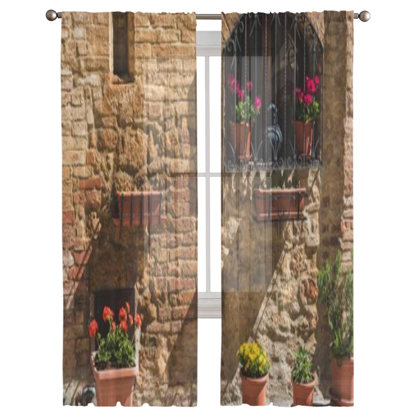 Красочные улицы города Тосканы Тюль Прозрачные шторы для гостиной Спальня Кухня Украшения — фото 2