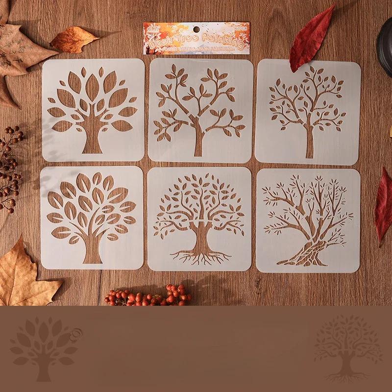 6pcs/set Floral Butterfly Stencil Templates for Scrapbook Wall Small Creative Design DIY Decor Stencils for Painting and Decor