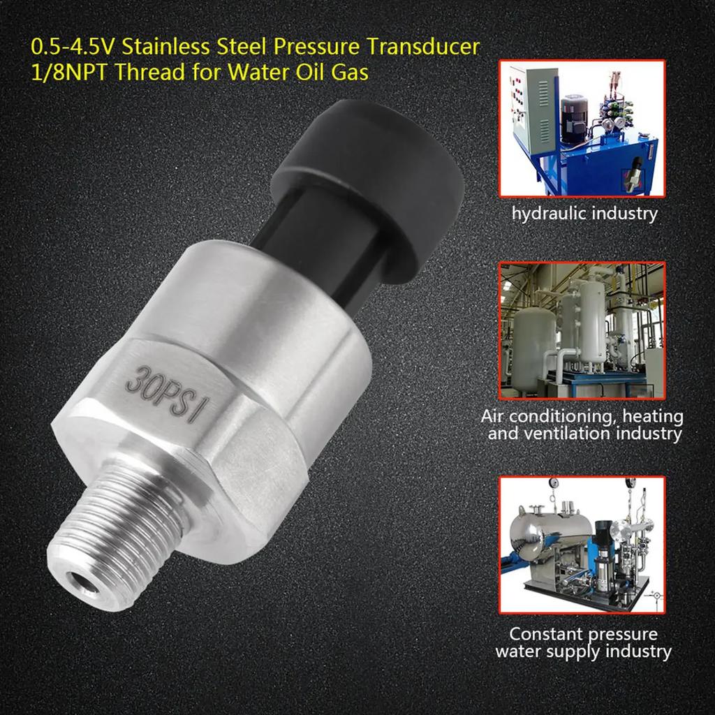 1/8NPT Thread Stainless Steel Pressure Transducer  Sensor for Oil Fuel Air Water Pressure Sensor Pressure Transducer