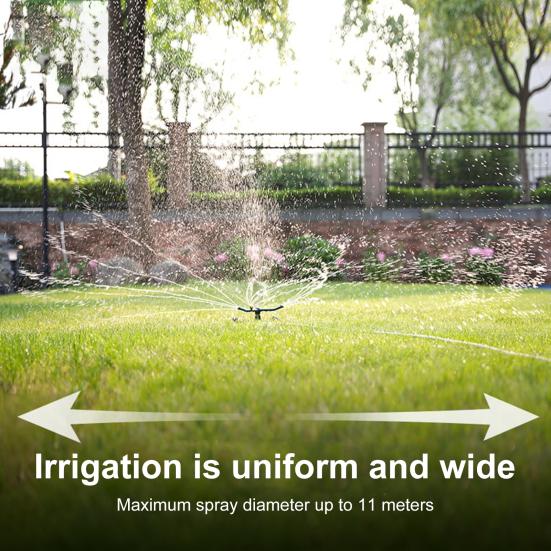 3-Arm-Metallsprinkler, automatischer rotierender Sprinkler mit Radstand, wirbelnder Bewässerungssprinkler für Garten, Hof, Rasen