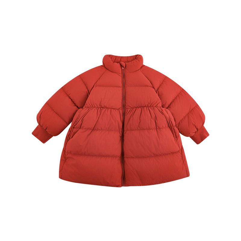 Wulibu Girls' Stylish Mid-Length Down Jacket with Ribbed Cuffs - 2025 Winter Collection