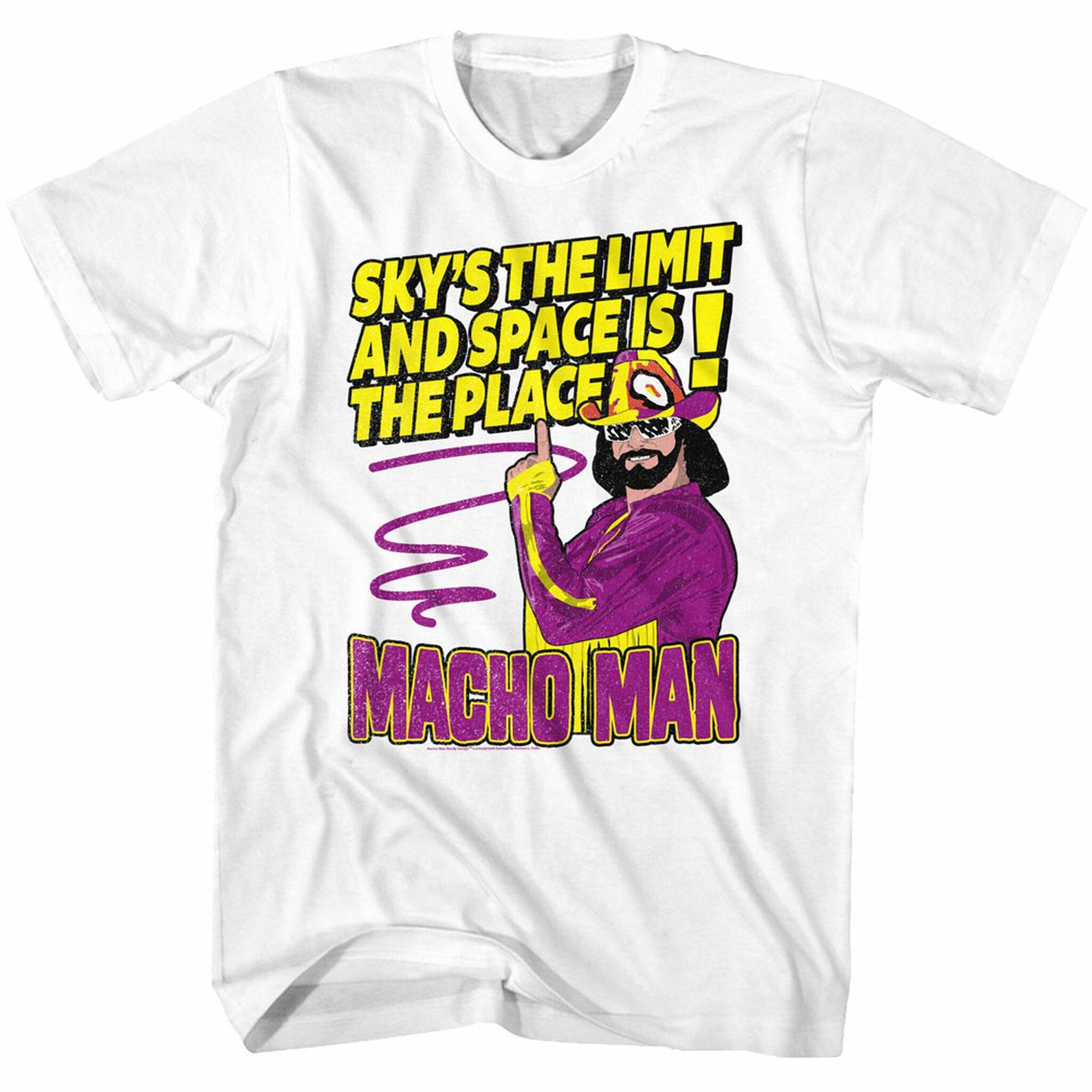 Macho Man Sky s The Limit White Adult T-Shirt L