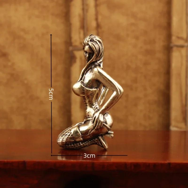 Vintage Messing Bikini Mädchen Skulptur Retro Figur Art Deco Desktop Ornament Einzigartige Büro Schreibtischdeko Sammlerstück Geschenk für Erwachsene