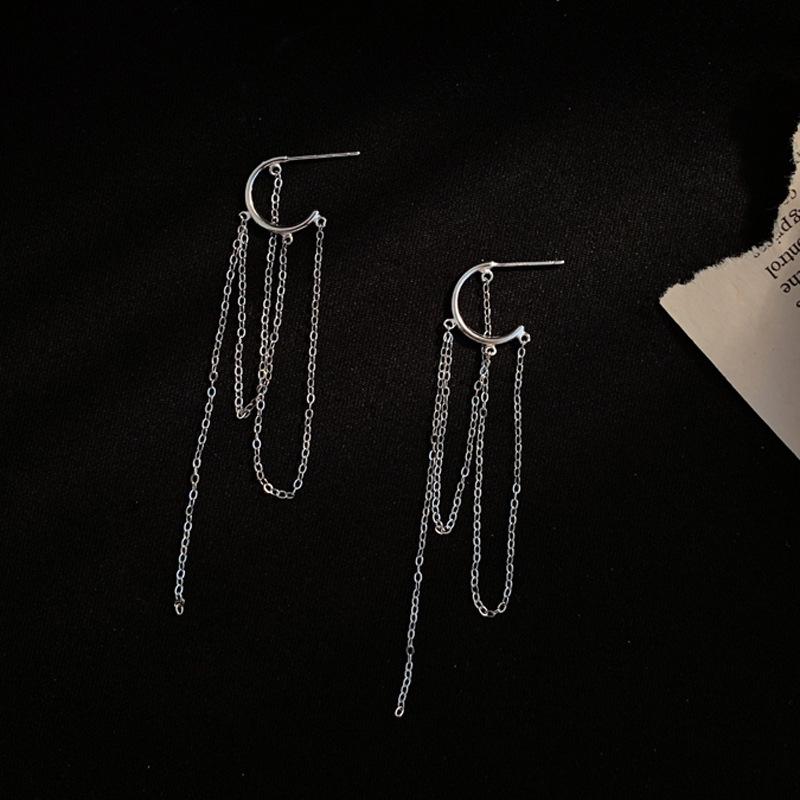 Tassel temperament shows face thin earrings exaggerated women's fashion earrings simple long earrings