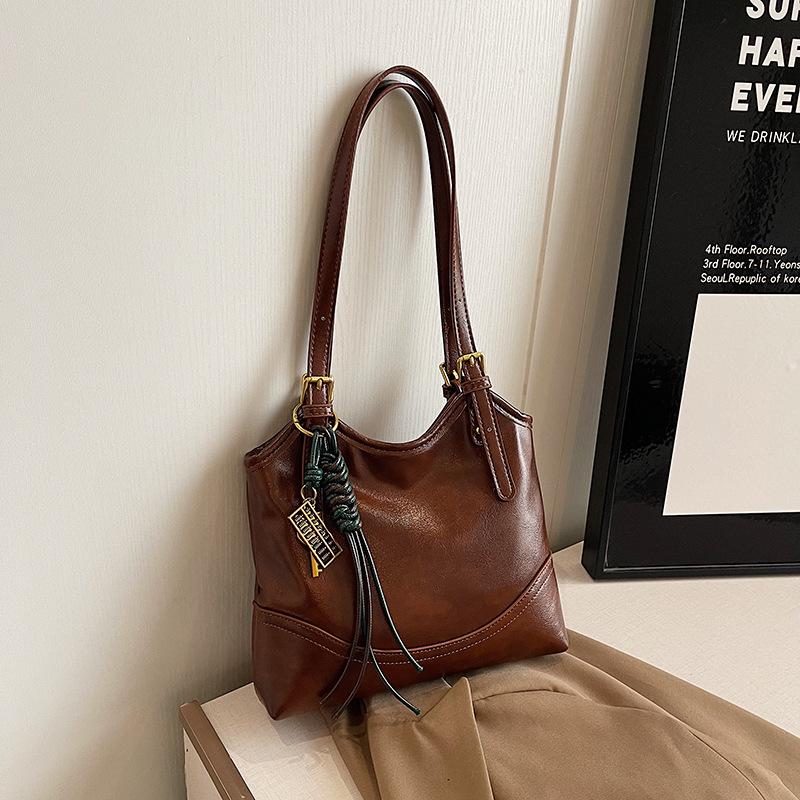Niche retro bag women's new popular trendy versatile shoulder underarm bag portable bucket bag