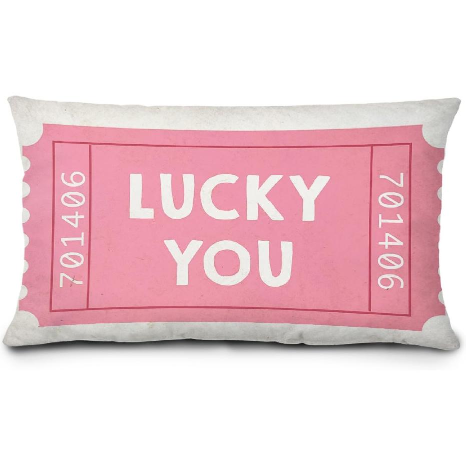 Preppy Lucky 8 Ball Pillow Covers 12x20, Pink and Black Room Decor, Funky Retro 8 Ball Y2k Aesthetic Lumbar Throw Pillow Covers for Girls Bedroom