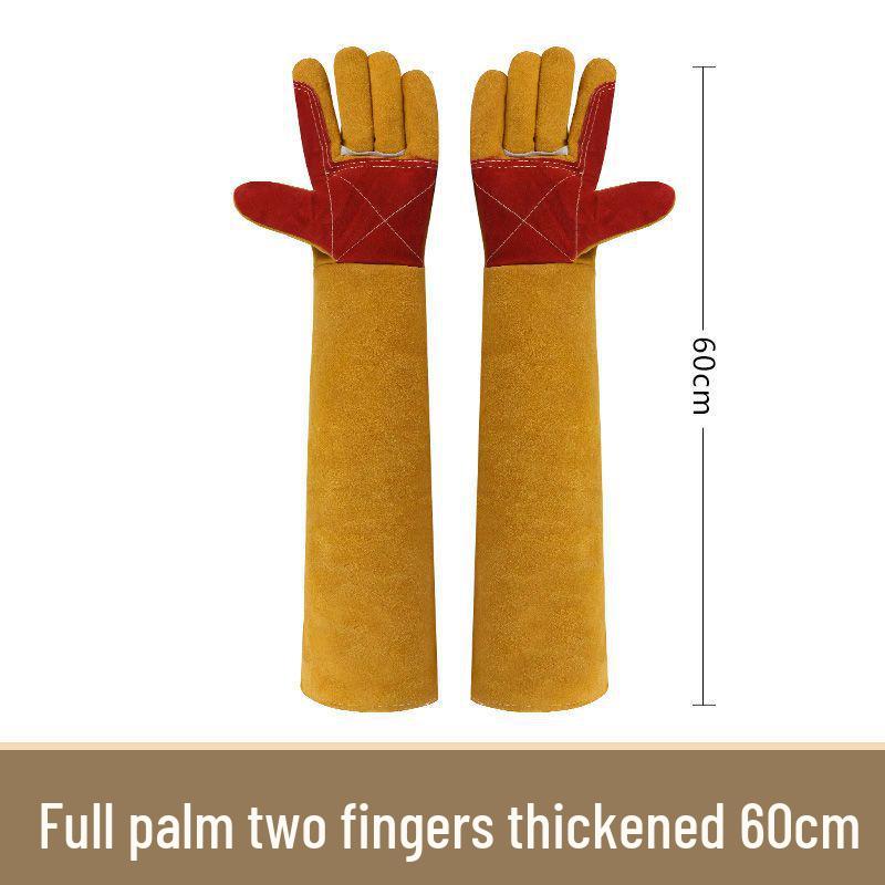 

Подовжені вогнетривкі зварювальні рукавички з подвійним шаром, стійкі до зношування, захист від високих температур, 60 см