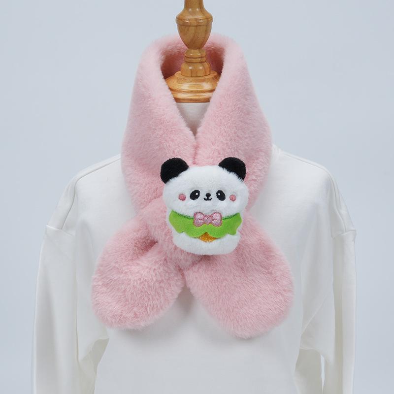 Cute Cartoon Panda Plush Scarf for Kids - Windproof & Thickened Winter Neck Warmer