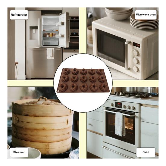 Silicone Cake Mold 15-Cavity Spiral Cookie Mold Non-Stick Baking Pan for Cookies Pastries Mousse Dessert