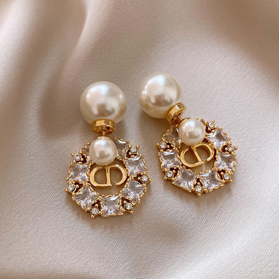18k real gold electroplated zircon pearl earrings light luxury stud earrings temperament versatile earrings