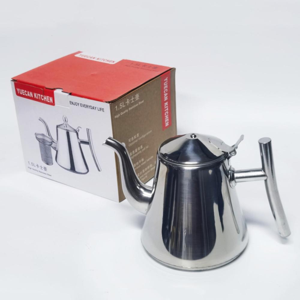 

Новый чайник из нержавеющей стали с фильтром, Ресторанный чайник для заваривания чая, Бытовой кофейник, Чайник для полезного чая, 1,5 л серебряный