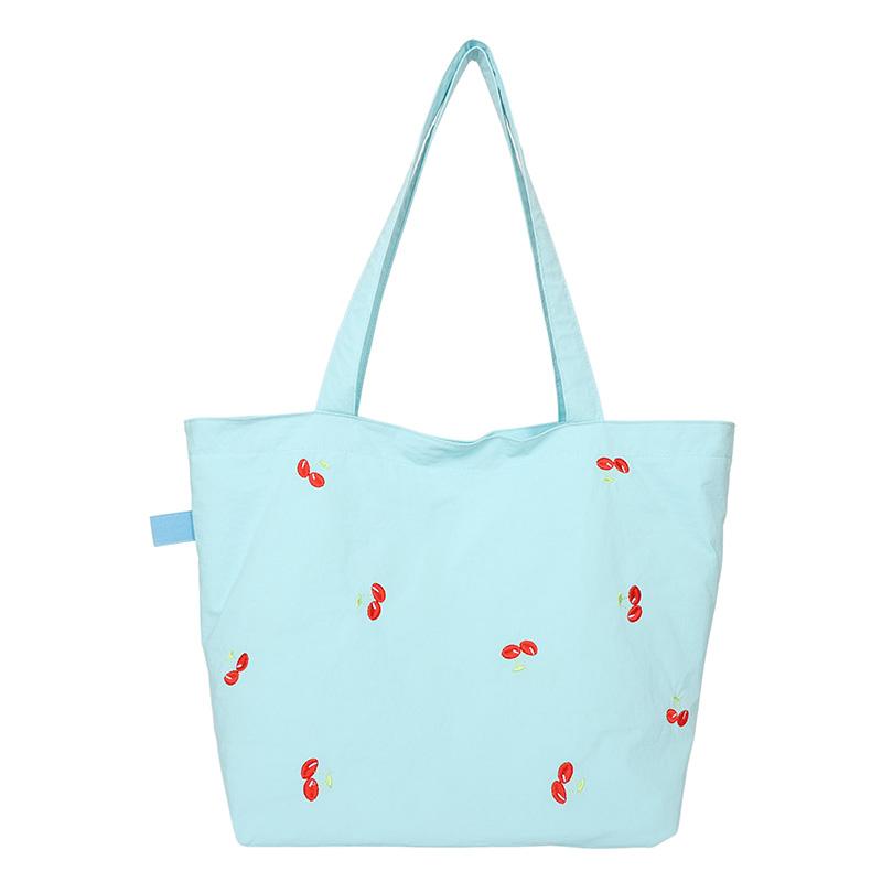

Embroidered Canvas Bag Large Capacity Tote Bag Women Commuter Shoulder Bag синій